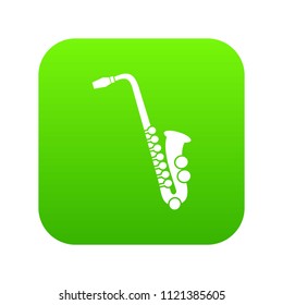 Saxophone icon digital green for any design isolated on white vector illustration