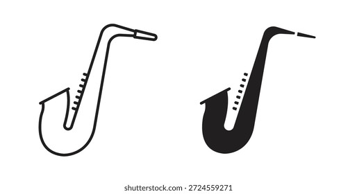 Icono de saxofón en estilo doodle y stroke.