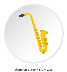 Saxophone icon in flat circle isolated vector illustration for web
