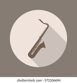 Saxophone Icon, Flat Design 