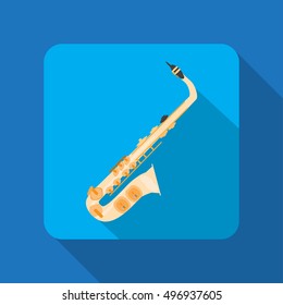 Saxophone icon in flat design with long shadows