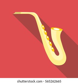 Saxophone icon. Flat illustration of saxophone vector icon for web design