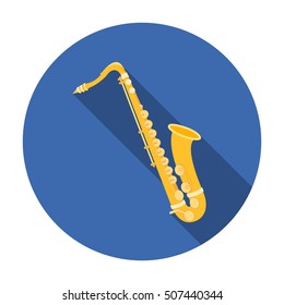 Saxophone icon in flat style isolated on white background. Musical instruments symbol stock vector illustration