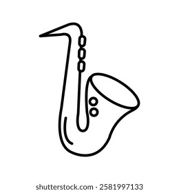 Saxophone icon Flat vector set outline