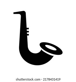 Saxophone icon, full black. Suitable for website, content design, poster, banner, or video editing needs