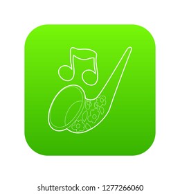 Saxophone icon green vector isolated on white background