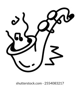 Saxophone icon in hand drawn style 

