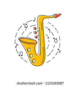 Saxophone icon isolated on background. Flat style. Vector illustration