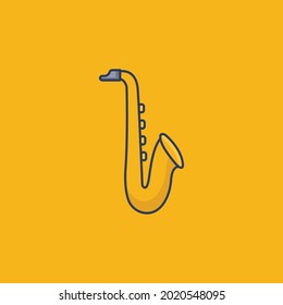 saxophone Icon Isolated On yellow Background