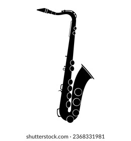 Saxophone icon. Jazz music symbol. Musical instrument silhouette. Vector illustration.