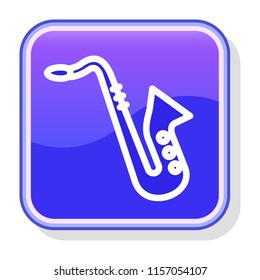 Saxophone Icon. Jazz musical instrument concept. Editable stroke flat icons. Simple thin line art logo. Web app button. Vector illustration. 