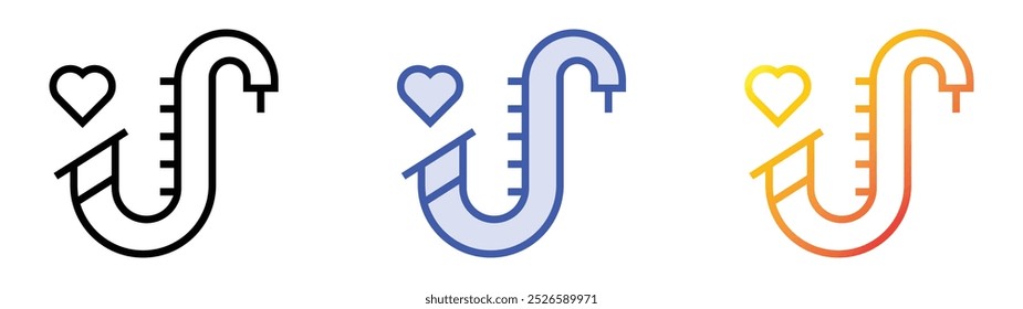 saxophone icon. Linear, Blue Fill and Gradient Style Design Isolated On White Background