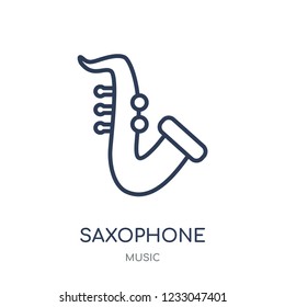 Saxophone icon. Saxophone linear symbol design from music collection. Simple outline element vector illustration on white background