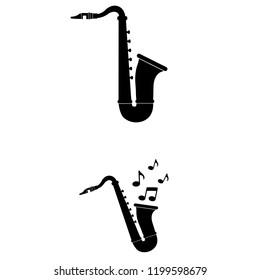 Saxophone icon, logo on white background