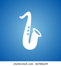 Saxophone  Icon on blue color. 