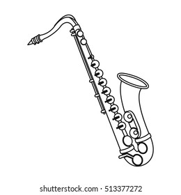 Saxophone Icon In Outline Style Isolated On White Background. Musical Instruments Symbol Stock Vector Illustration