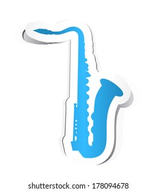 Saxophone Icon with Paper Design.