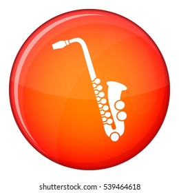 Saxophone icon in red circle isolated on white background vector illustration