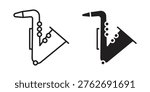 Saxophone icon set. outlined and solid flat clipart versions.