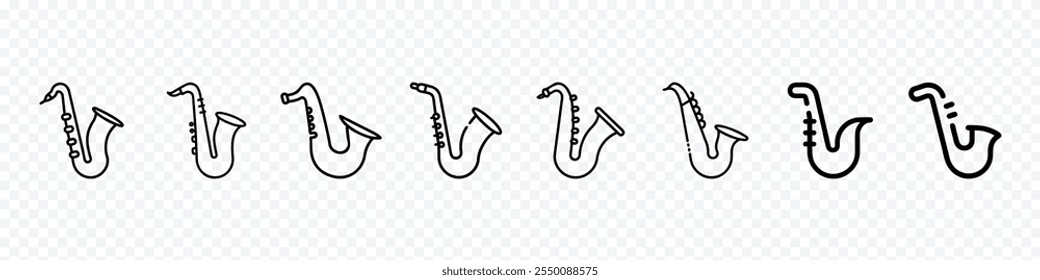 Ícone de saxofone, conjunto de ícones de saxofone, Ícone de web plana de saxofone Tenor. Design do logotipo saxofone. instrumento de bronze simples tenor saxofones sinal silhueta ícone