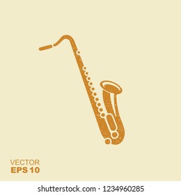 Saxophone icon sign. Flat vector icon with scuffed effect in a separate layer