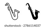 Saxophone icon symbol. Flat and Stroke Vector illustration