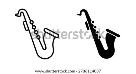 Saxophone icon symbol. Flat and Stroke Vector illustration