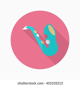 Saxophone icon , Vector flat long shadow design.
