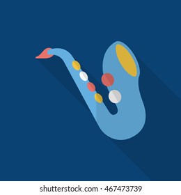 Saxophone icon , Vector flat long shadow design.