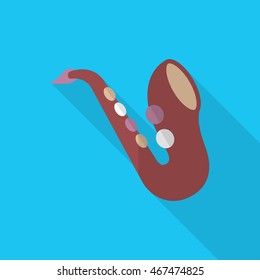 Saxophone icon , Vector flat long shadow design.