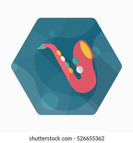 Saxophone icon , Vector flat long shadow design.