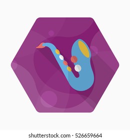 Saxophone icon , Vector flat long shadow design.