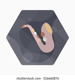 Saxophone icon , Vector flat long shadow design.