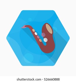 Saxophone icon , Vector flat long shadow design.