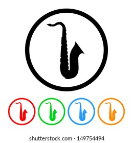 Saxophone Icon in Vector Format with Color Variations