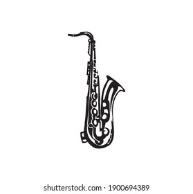 saxophone icon vector, hand drawing of musical instrument