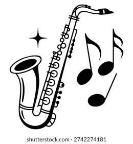 Saxophone icon vector illustration suitable for audio music sound production jazz performance entertainment media and creative design related visual projects