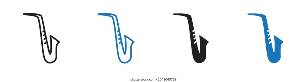 Saxophone icon Vector set outline