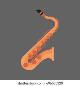 Saxophone Icon Wind Music Instrument Concept Flat Vector Illustration