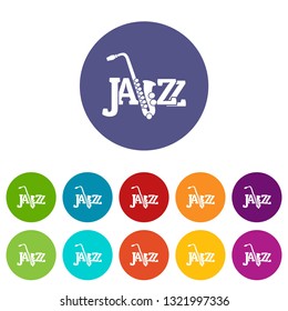 Saxophone icons color set vector for any web design on white background