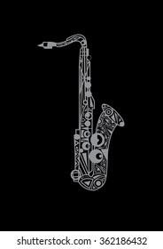 saxophone illustration line design