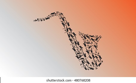 Saxophone illustration made from a stock of saxophones