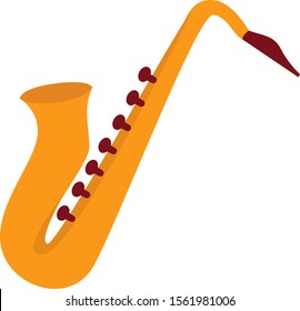 Saxofone, ilustração, vetor sobre fundo branco.
