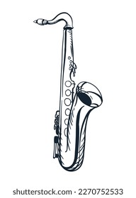 saxophone instrument musical sketch style