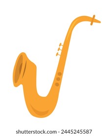 Saxophone instrument, wind instrument vector illustration