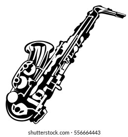 Saxophone isolated on white. Music instrument vector illustration.