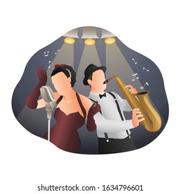 saxophone jazz player editable vector