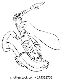saxophone , line art