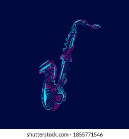 Saxophone line art colorful logo design. Abstract vector illustration. 