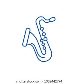 Saxophone line icon concept. Saxophone flat  vector symbol, sign, outline illustration.